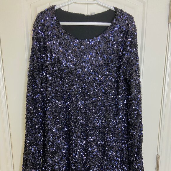 Navy Sequin Dress - Picture 1 of 5